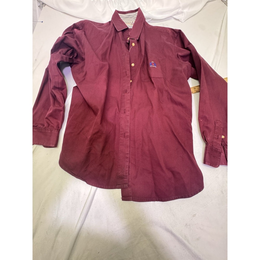 Vtg Bugle Boy Collection For Her Burgundy Long Sleeve Button Down Shirt XL 90's